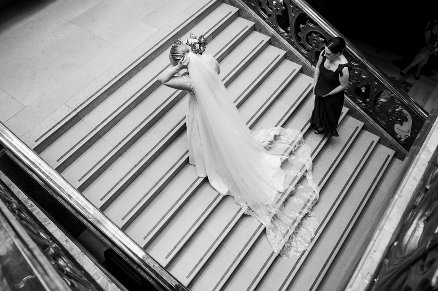 Bride arriving at a London Town Hall wedding