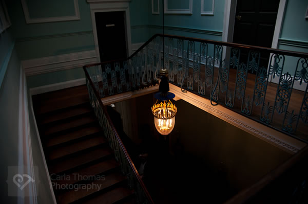 Light fixture on staircase