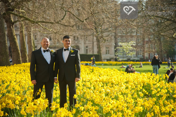 Couple stood in flowers in St. James’s Park