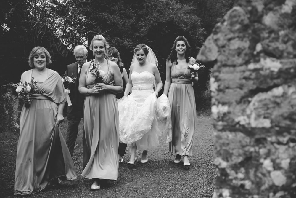 Bridal party entering church