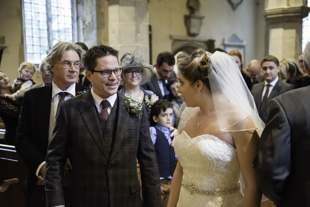 Bride arriving at altar