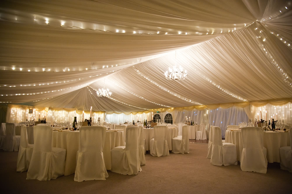 Wedding reception marquee at Hedingham Castle