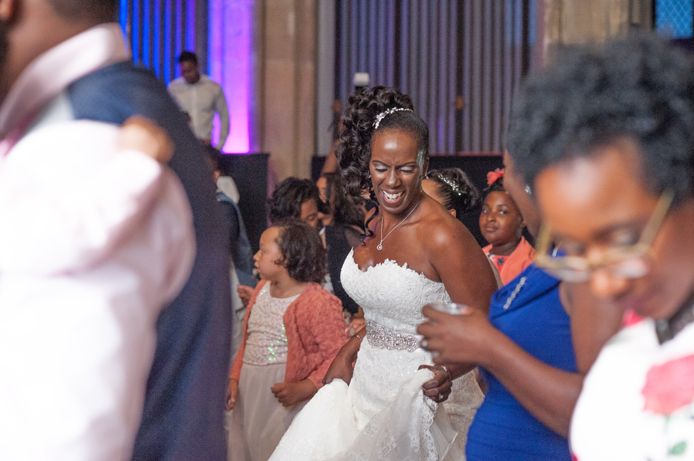 Bride dancing with guests