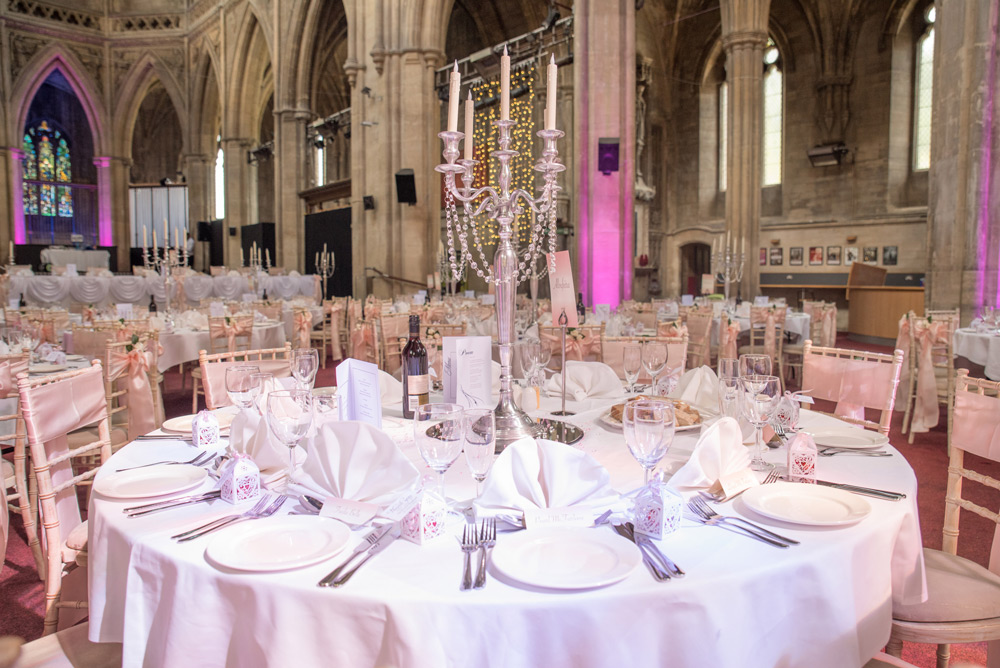 Set up of tables at the Landmark Art Centre