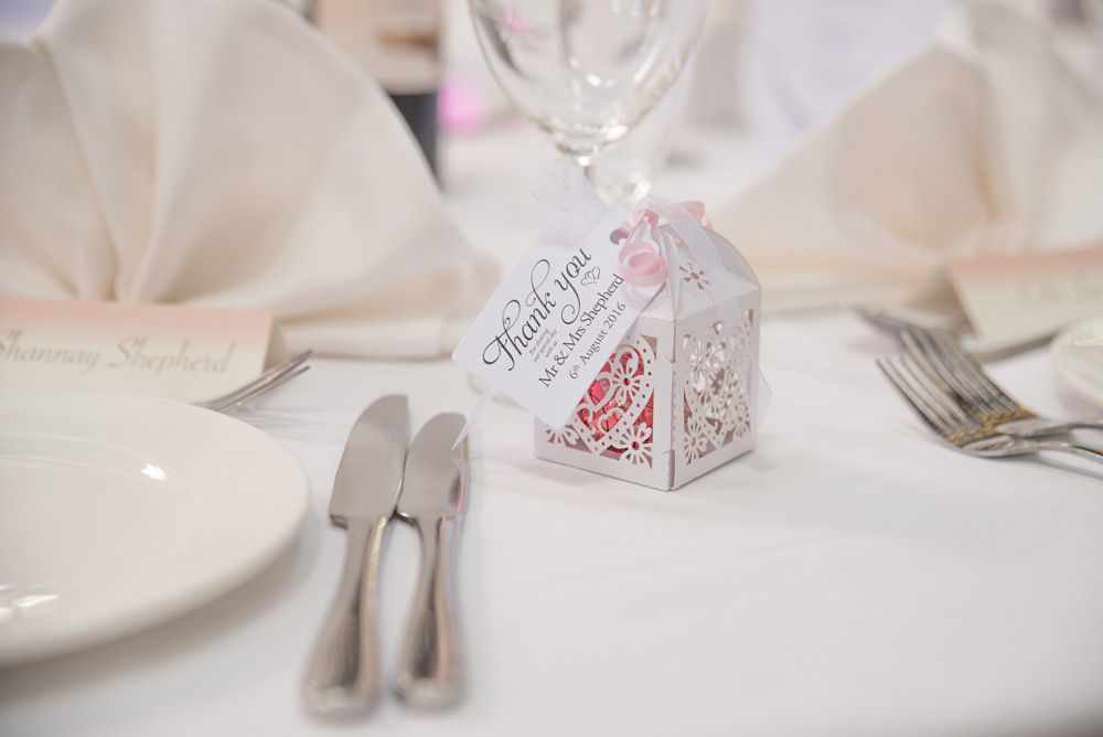 Wedding place setting on table