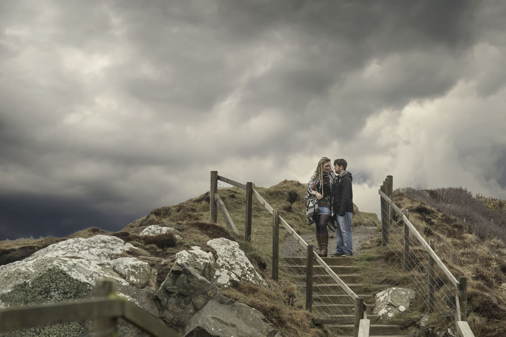 Couple stood on stairs