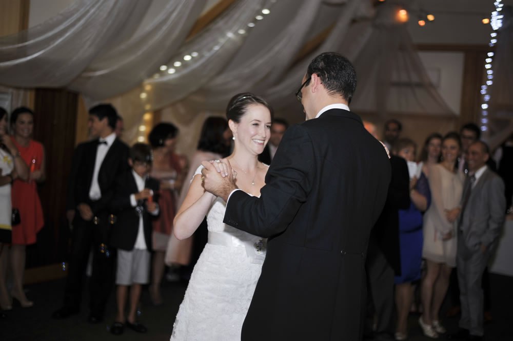Bride and groom dancing